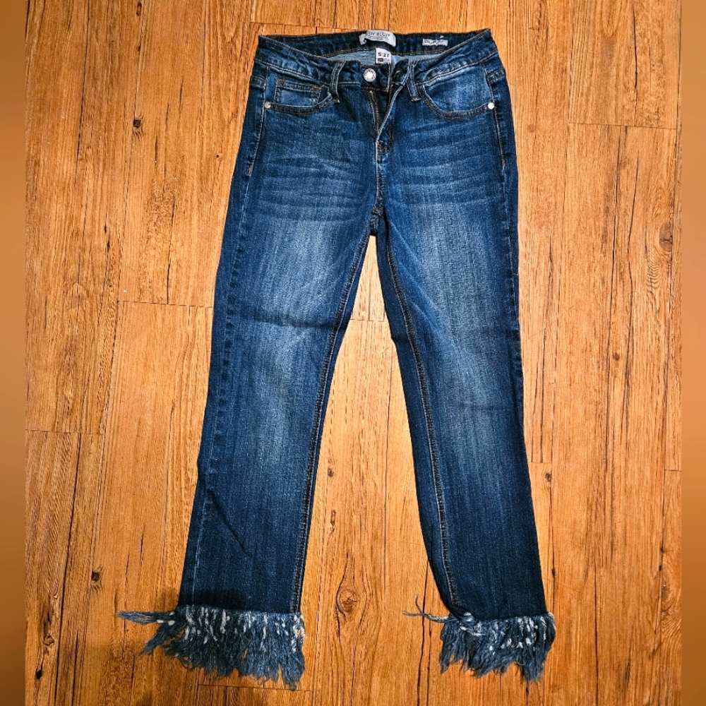 Judy Blue Fringe Cropped Jeans
